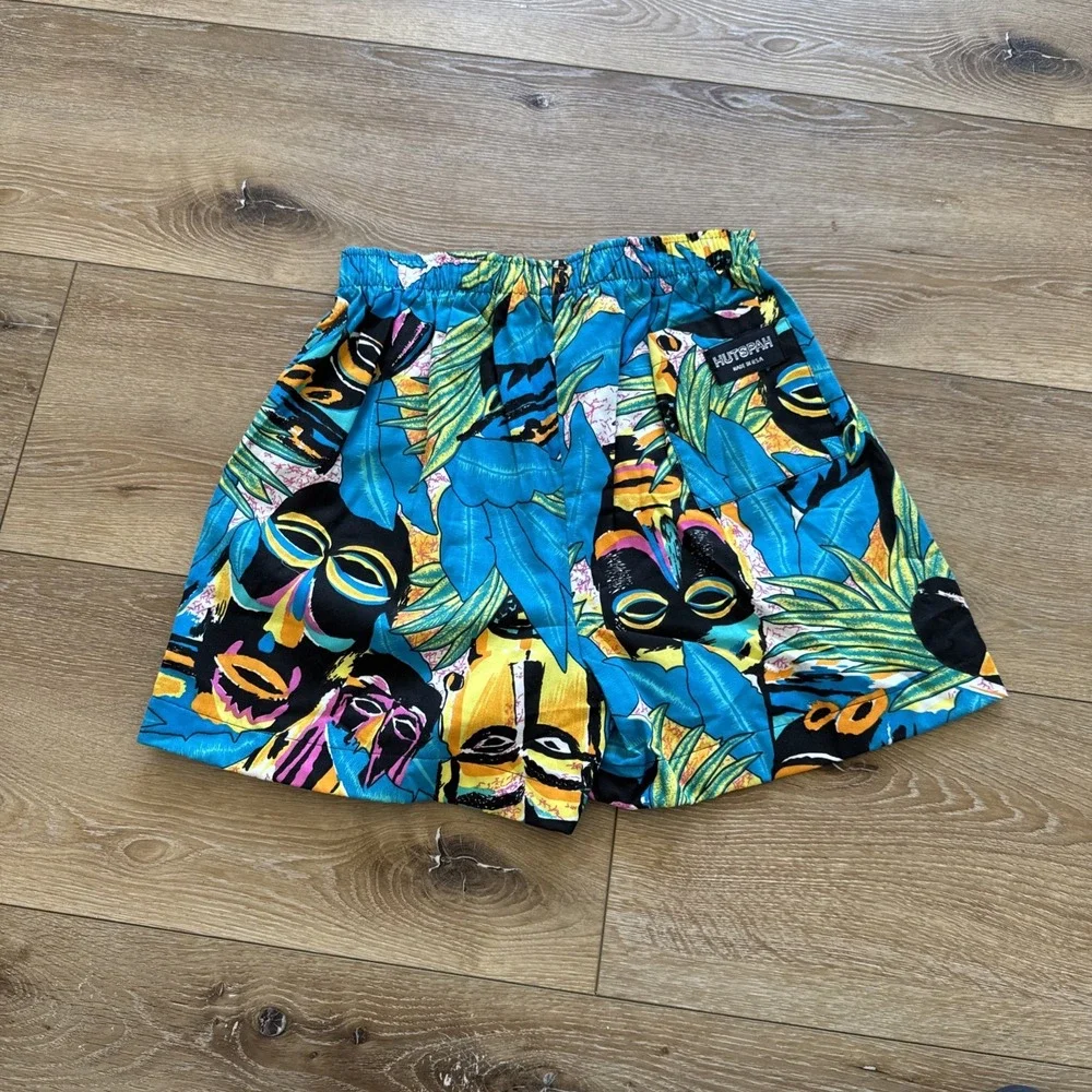 Vintage Hutspah Swim Trunks Youth XL 18 Tribal Tiki Hawaiian 90s 80s‎